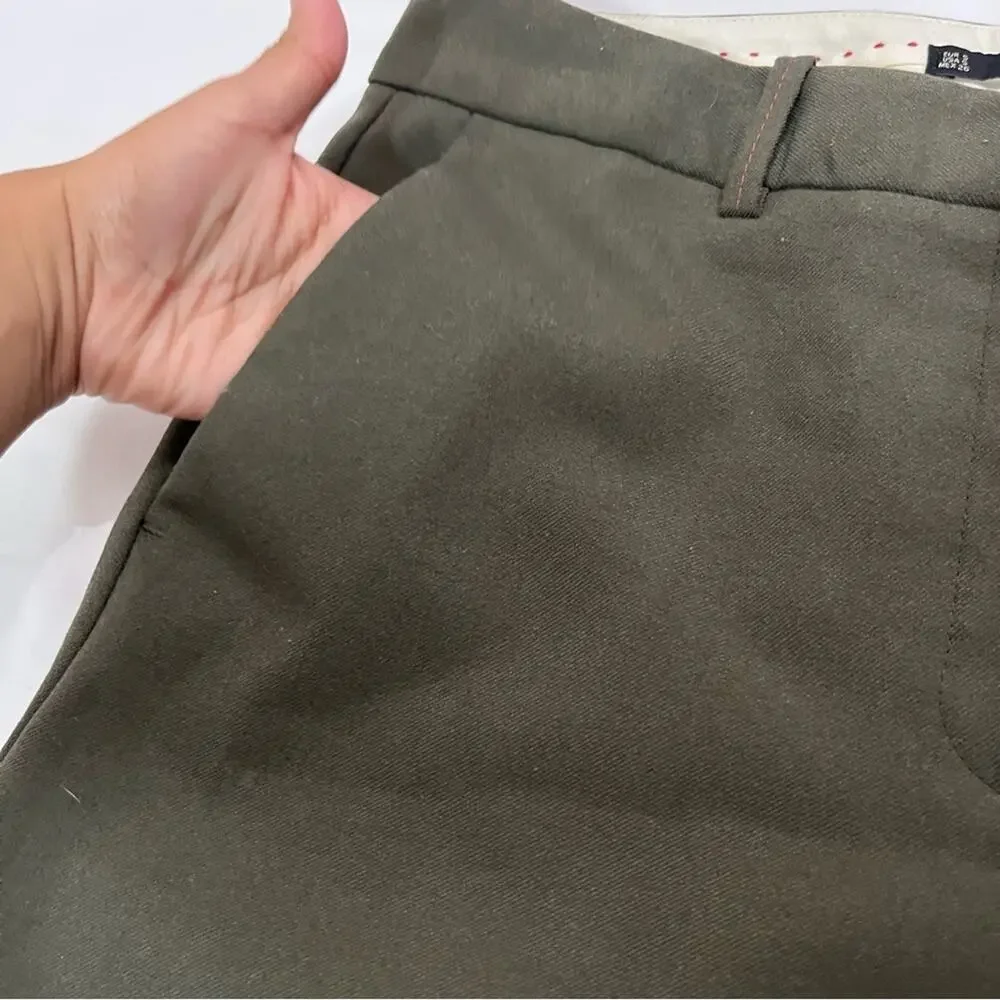 Zara Basic Office Career Business Casual Cuffed Wide Leg Pants Pockets Size S